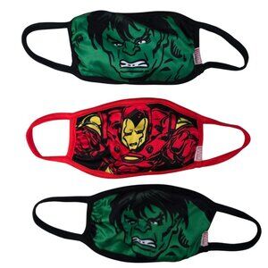 Iron Man and Hulk Face Mask 3 Pack Cloth Reusable Washable Marvel Comics NEW